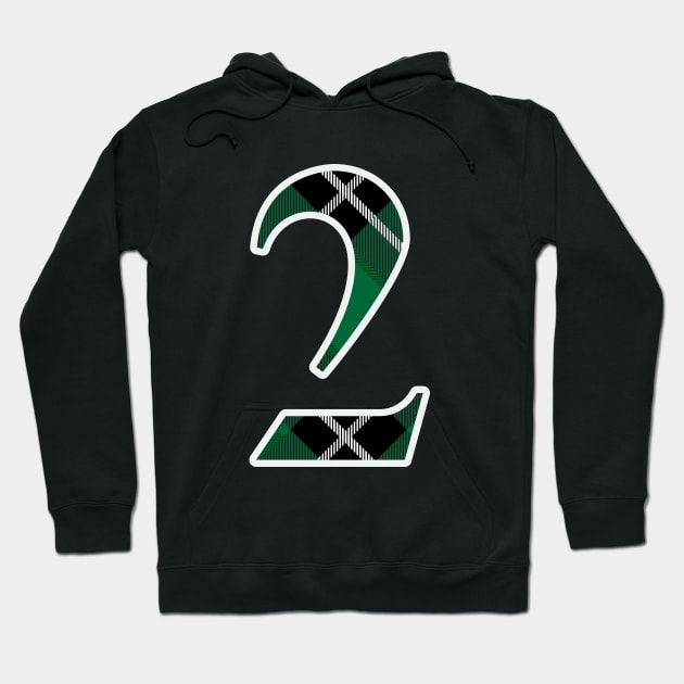 2 Sports Jersey Number Green Black Flannel Hoodie by Design_Lawrence